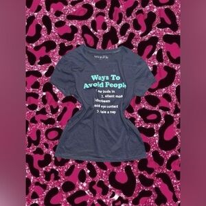 2010s Wound Up Ways To Avoid People grey blue graphic tee